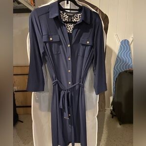 White House Black Market Dark Blue Long Sleeve Dress